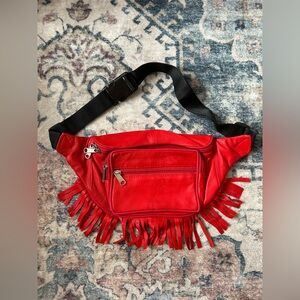 Cowboy Fringed Genuine Leather Red Fanny Pack
